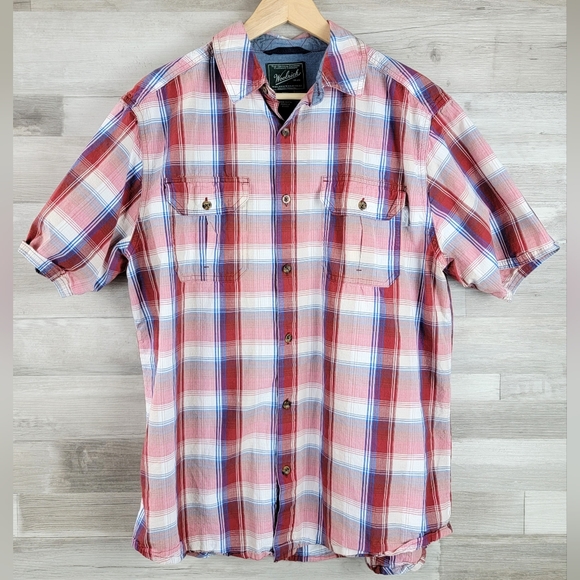 Woolrich Summer Plaid Cotton Button-Up Shirt Men's Size Large - Picture 1 of 16